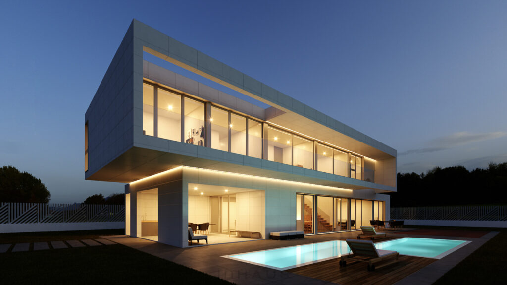 High-tech luxury house. Düsseldorf model