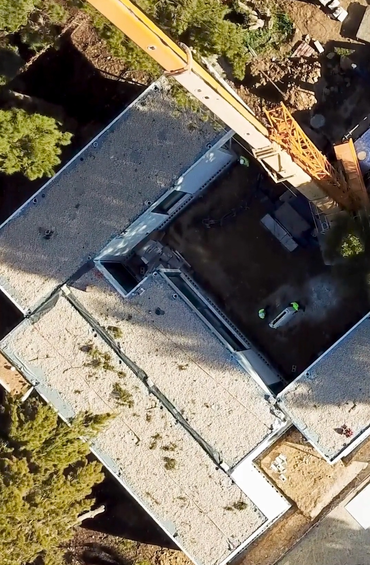 Umsetzung Draufsicht auf eine modulare Luxusvilla in Spanien