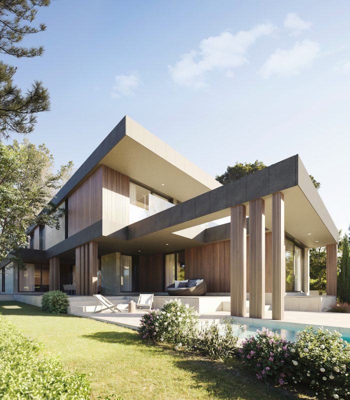 Maßgefertigte modulhaus Fassade in San Cugat Barcelona