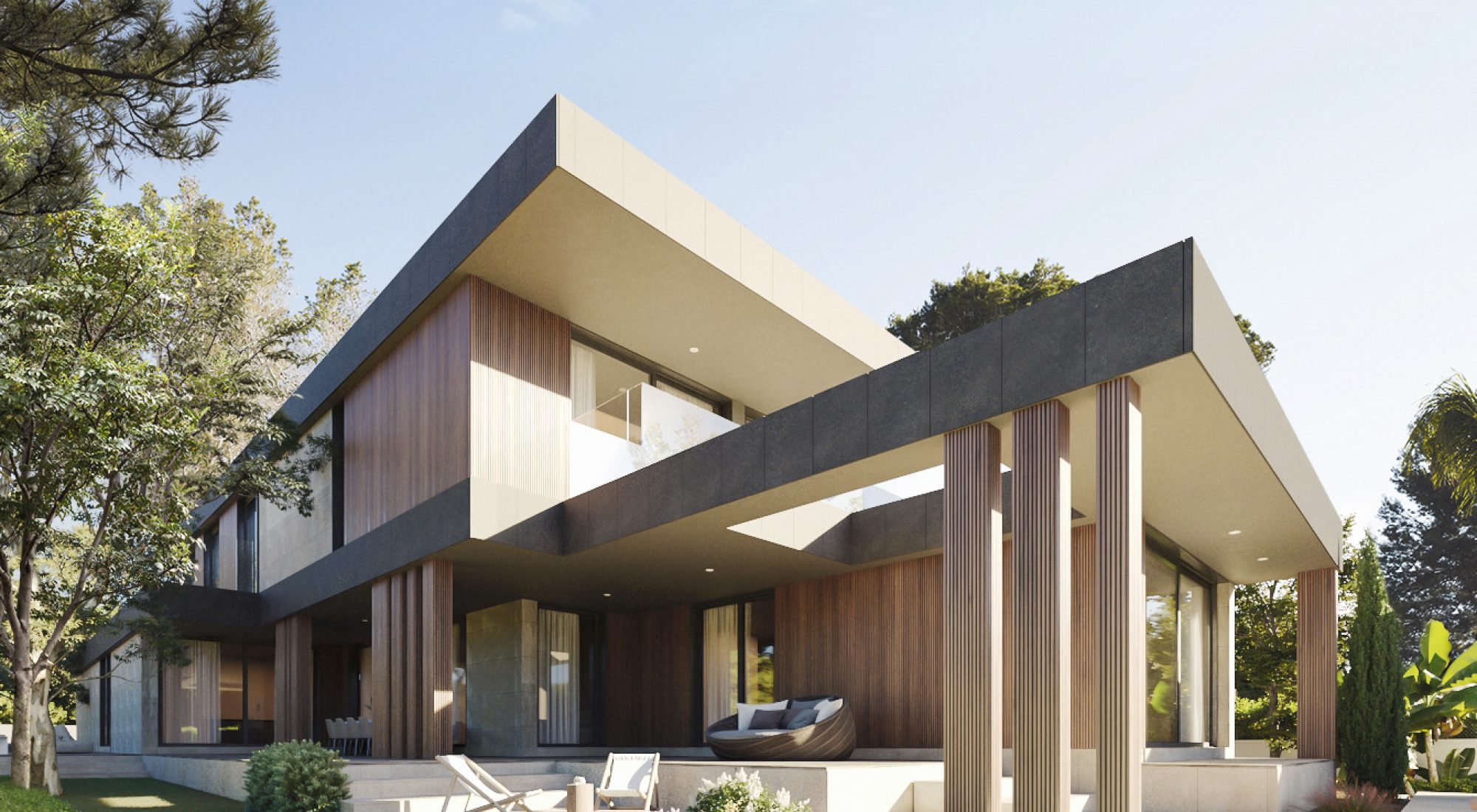 Maßgefertigte modulhaus Fassade in San Cugat Barcelona